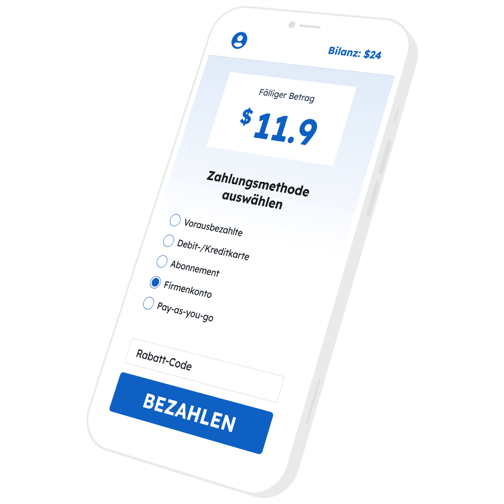 e-mobilty app Zahlungsmethoden