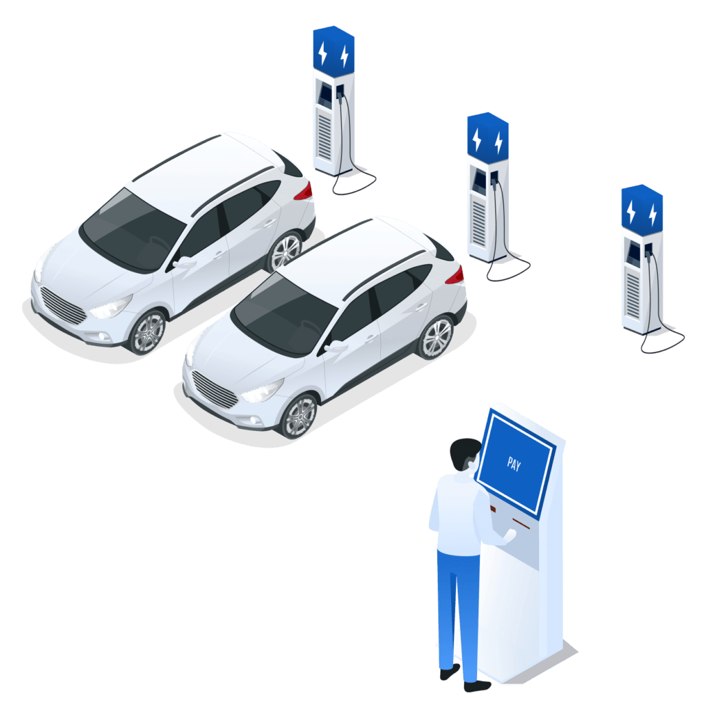 illustration of person paying on ev charging terminal