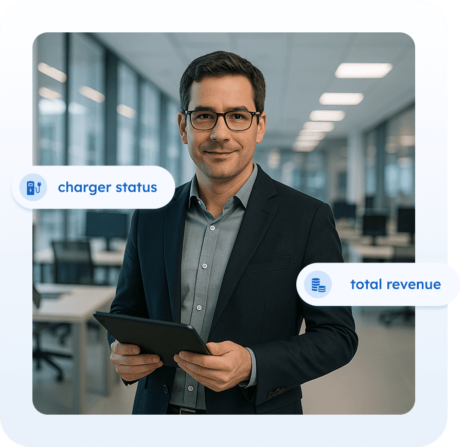 Proveedor de movilidad eléctrica (eMSP) - La plataforma de software especializada de AMPECO permite a los proveedores de servicios de movilidad eléctrica (eMSP) ampliar la cobertura de sus servicios, ofrecer a los conductores de vehículos eléctricos (VE) una experiencia fluida y optimizar sus operaciones con una solución integrada.