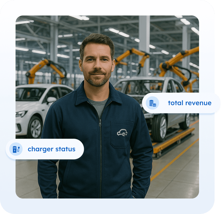Fabricante de vehículos eléctricos (OEM) - La plataforma de software especializada de AMPECO permite a los fabricantes de vehículos eléctricos (VE) ampliar la relación con sus clientes más allá de la compra del vehículo, crear valiosas fuentes de ingresos recurrentes y ofrecer una experiencia de recarga fluida con su propia marca.